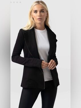 Saint and Sophia Black Women's Zip-Front cotton moto Jacket